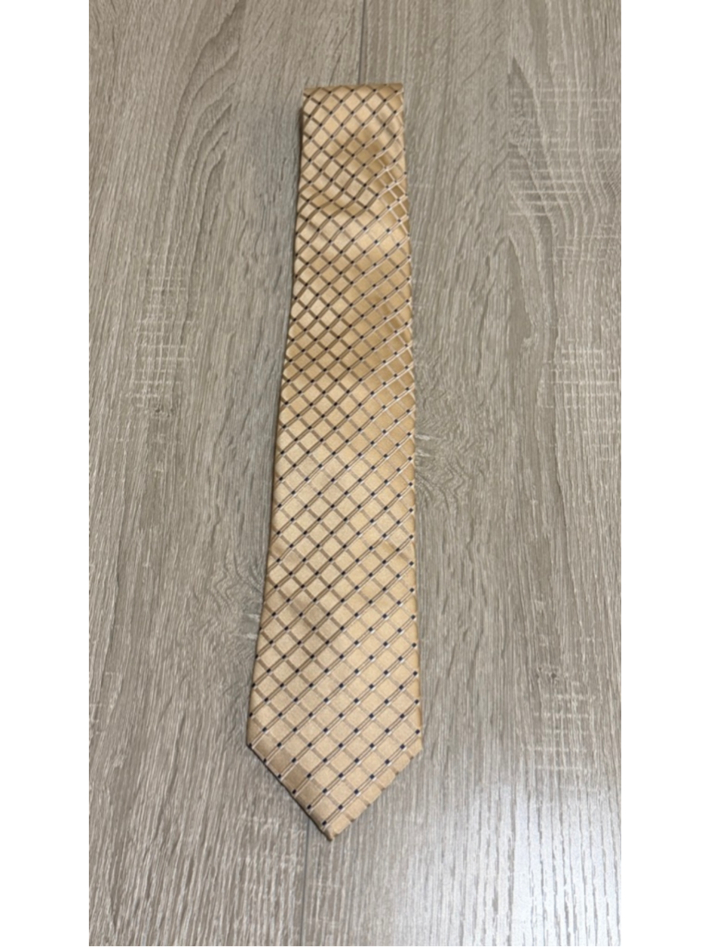 Men’s Club Room Silk Tie Gold Blue Check 60x3.5 Classic b9